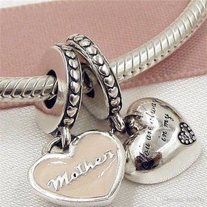 Pandora Jewelry Mother and Daughter Hearts Dangle Cubic Zirconia Charm in Sterli